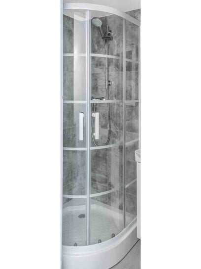 Szklana kabina prysznicowa biała LOFT w duże szprosy 80x80 półokrągła Toule24
