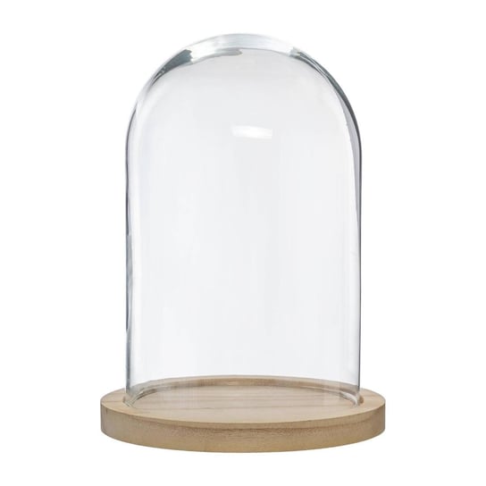 Szklana kopuła, Ø 19 cm, na drewnianej podstawie Atmosphera