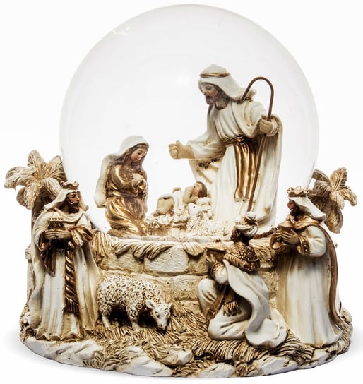 Szklana kula ze złotym brokatem BOŻE NARODZENIE Dzieciątko Trzej Królowie 16x15 cm Inna marka