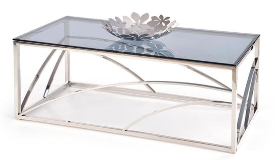 Szklana ława w stylu glamour ELIOR Cristal 2X, srebrna, 45x60x120 cm Elior