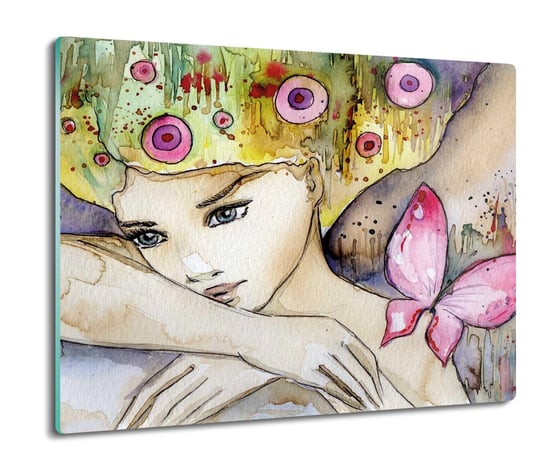 szklana osłona kuchenna Dziewczyna z motylem 60x52, ArtprintCave ArtPrintCave