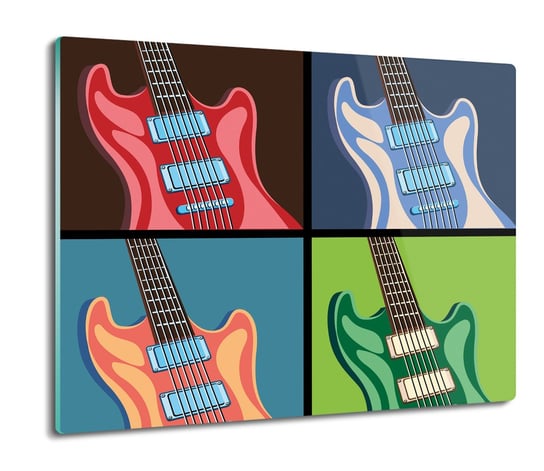 szklana osłona kuchenna Gitary kolaż grafika 60x52, ArtprintCave ArtPrintCave