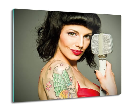 szklana osłona kuchenna Kobieta tatuaż usta 60x52, ArtprintCave ArtPrintCave