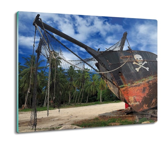 szklana osłona kuchenna Statek pirat wyspa 60x52, ArtprintCave ArtPrintCave