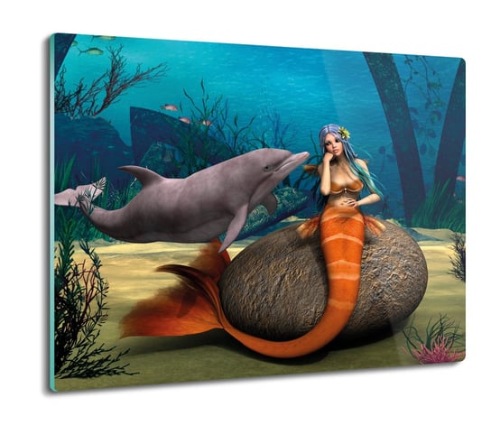 szklana osłona kuchenna Syrena delfin rafa 60x52, ArtprintCave ArtPrintCave
