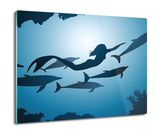 szklana osłona kuchenna Syrena delfiny ocean 60x52, ArtprintCave ArtPrintCave