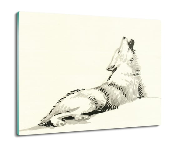 szklana osłona kuchenna Wyjący wilk rysunek 60x52, ArtprintCave ArtPrintCave