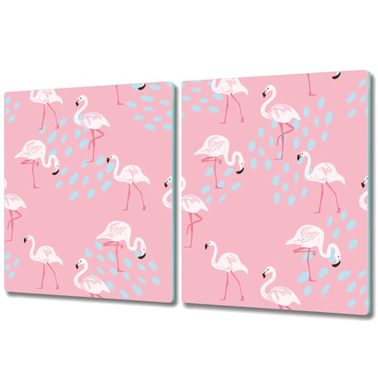 Szklana Osłona na Blat Kuchenny 2w1 - 2x 40x52 cm - Flamingi Coloray