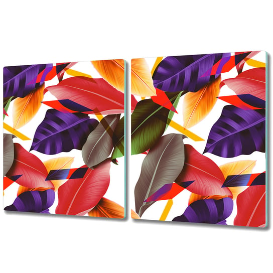 Szklana Osłona na Blat Kuchenny 2w1 - 2x 40x52 cm - Kolorowe liście Coloray