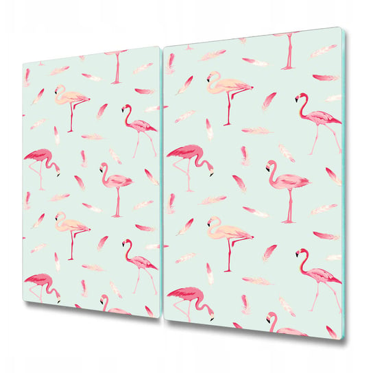 Szklana Osłona na Blat Kuchenny 2w1 - Flamingi i pióra - 2x30x52 cm Coloray