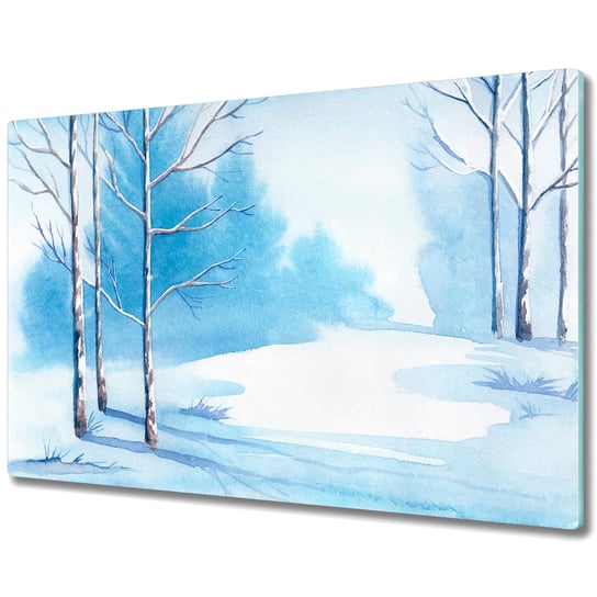 Szklana Osłona na Blat Kuchenny - Zimowy las - 80x52 cm Coloray