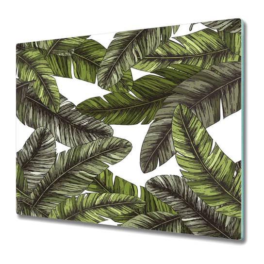 Szklana Osłona na indukcję i Do Krojenia 60x52 cm - Dżungla Zielone Liście Coloray