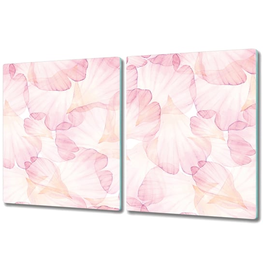Szklana Osłona na Kuchenkę - Deska Do Krojenia - 2x 40x52 cm - Różowe płatki kwiatów Coloray
