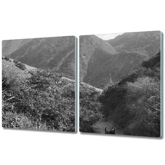 Szklana Osłona na Kuchenkę - Deska Do Krojenia - 2x 40x52 cm - Szare wzgórza Coloray