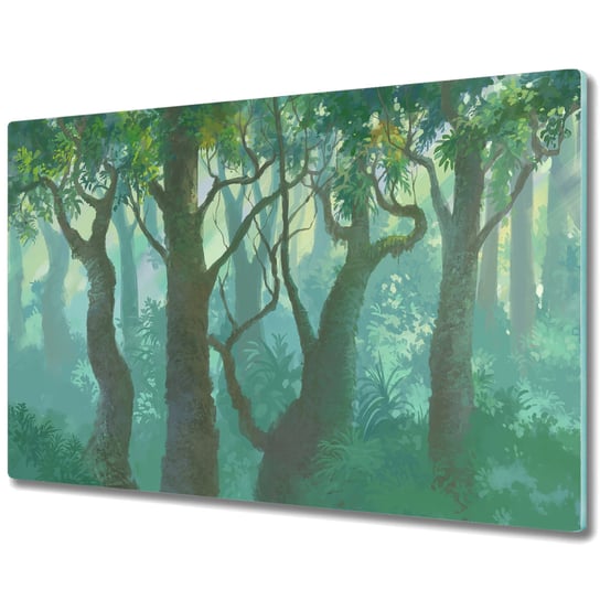 Szklana Osłona na Kuchenkę - Deska Do Krojenia - Mroczny las - 80x52 cm Coloray