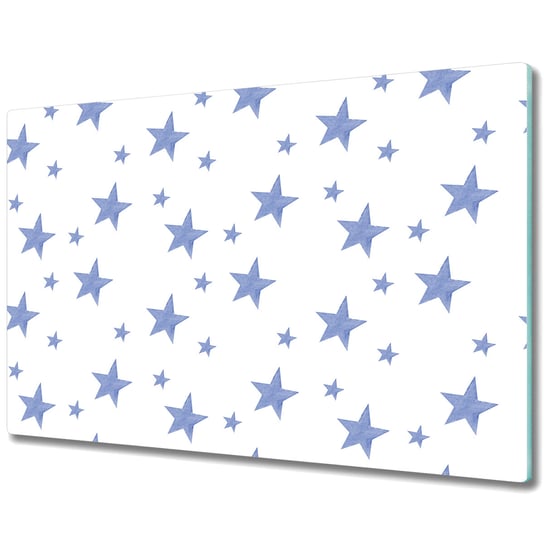 Szklana Osłona na Kuchenkę - Deska Do Krojenia - Niebieskie Gwiazdy - 80x52 cm Coloray