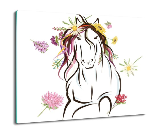 szklana osłona splashback Koń kwiaty rysunek 60x52, ArtprintCave ArtPrintCave