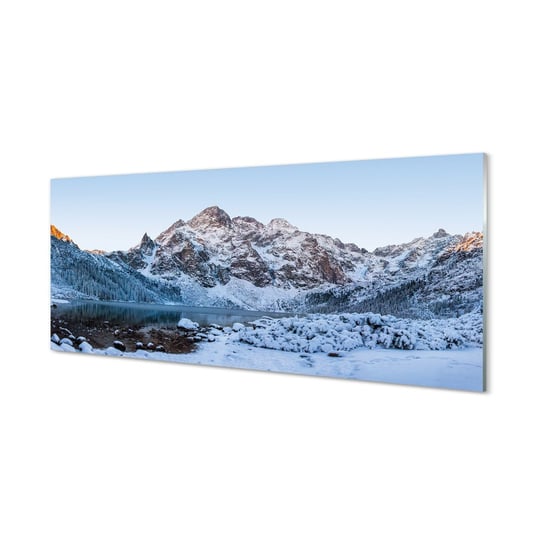 Szklana płyta Góry zima śnieg jezioro 125x50 cm Tulup