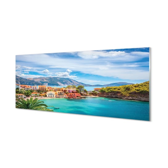 Szklana płyta Grecja Wybrzeże góry morze 125x50 cm Tulup