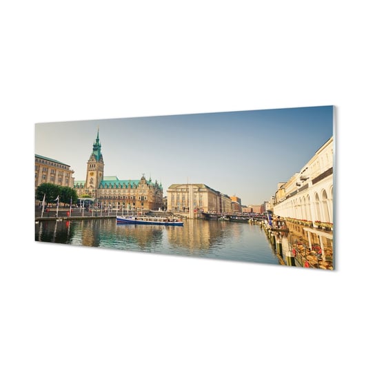 Szklana płyta Niemcy Rzeka katedra Hamburg 125x50 cm Tulup