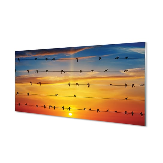 Szklana płyta Ptaki na linach zachód słońca 120x60 Tulup