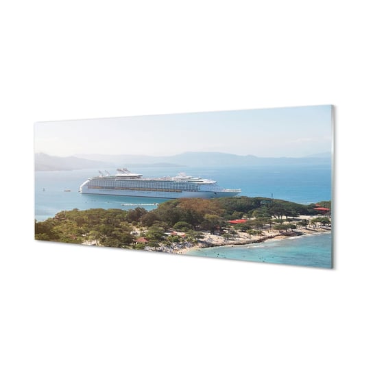 Szklana płyta Statek wyspa góry morze 125x50 cm Tulup