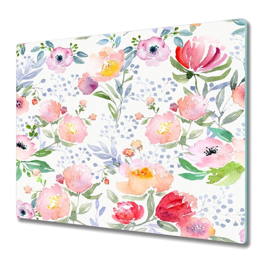 Szklana Podkładka na Blat Kuchenny 60x52 cm - Kwiaty pastele Coloray