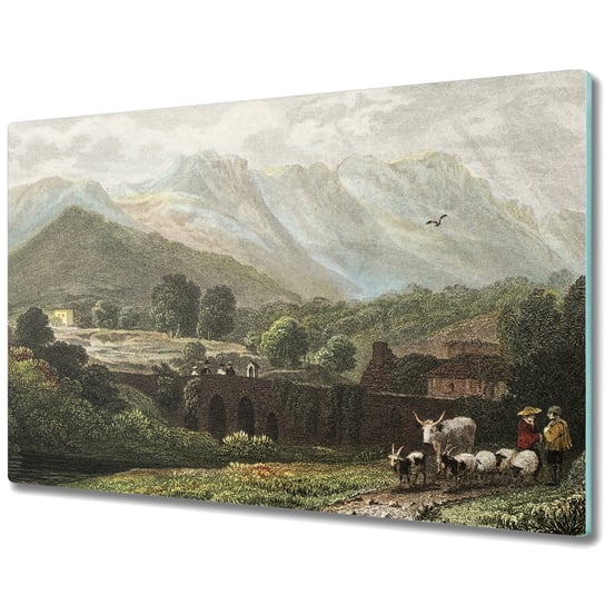 Szklana Podkładka na Blat Kuchenny - Starej drogi dolina obraz - 80x52 cm Coloray