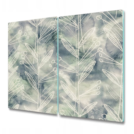 Szklana Podwójna Deska do Kuchni - Abstrakcja rośliny - 2 sztuki 30x52 cm Coloray