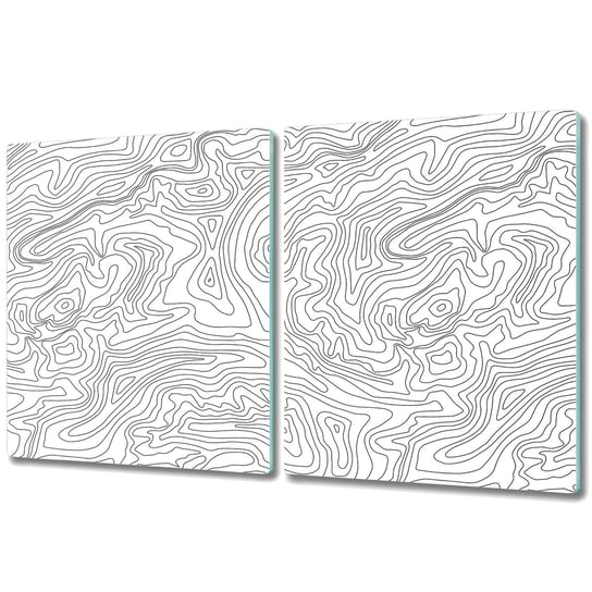 Szklana Podwójna Deska do Kuchni Duża - 2x 40x52 cm - Mapa topograficzna Coloray