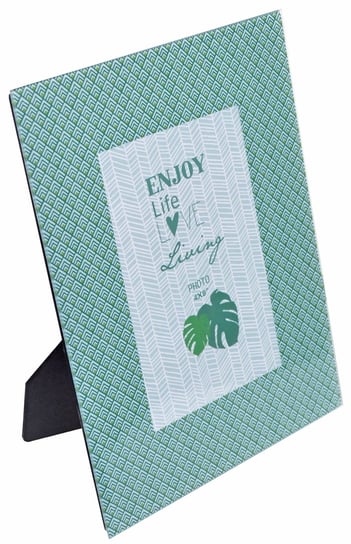 Szklana ramka na zdjęcie Boho, EWAX, zielono-biała, 17x22x1 cm Ewax