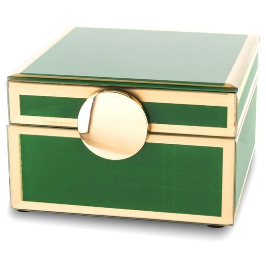 Szklana Szkatułka Na Biżuterię W Kolorze Zielono - Złotym Kistu 8X13 Cm Duwen