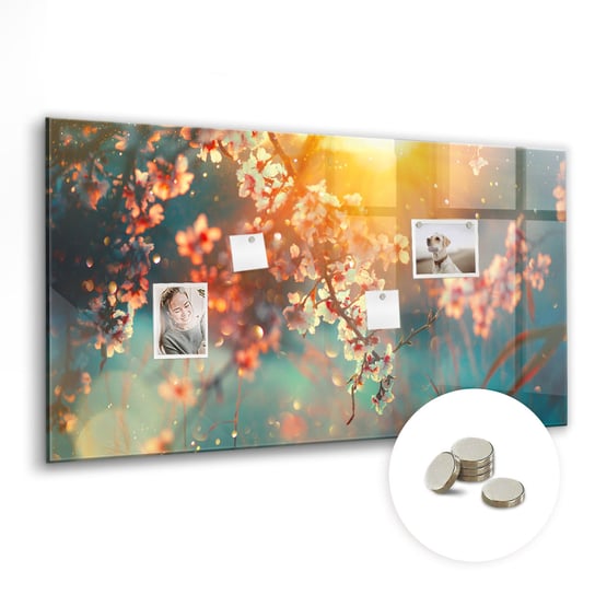 Szklana Tablica Magnetyczna - 120x60 cm, Wiosenne kwiaty Coloray