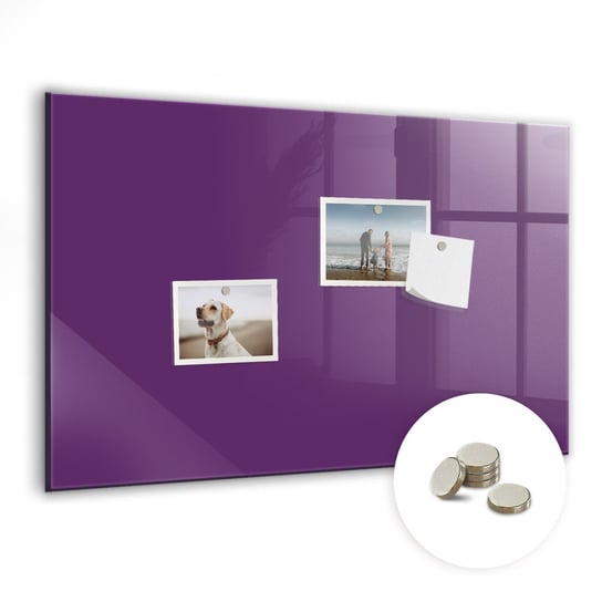Szklana Tablica Magnetyczna, 60x40 cm + Magnesy, Kolor fioletowy Coloray