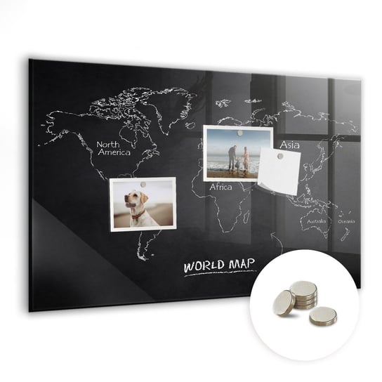 Szklana Tablica Magnetyczna, 60x40 cm + Magnesy, Mapa świata kraje Coloray