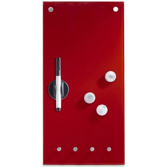 Szklana tablica magnetyczna, czerwona, 40x20 cm Zeller
