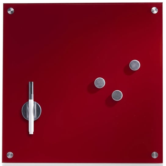 Szklana tablica magnetyczna, czerwona, 40x40 cm Zeller