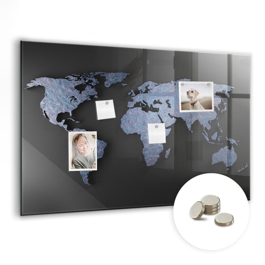 Szklana Tablica Magnetyczna - Mapa świata 3D - 90x60 cm Coloray