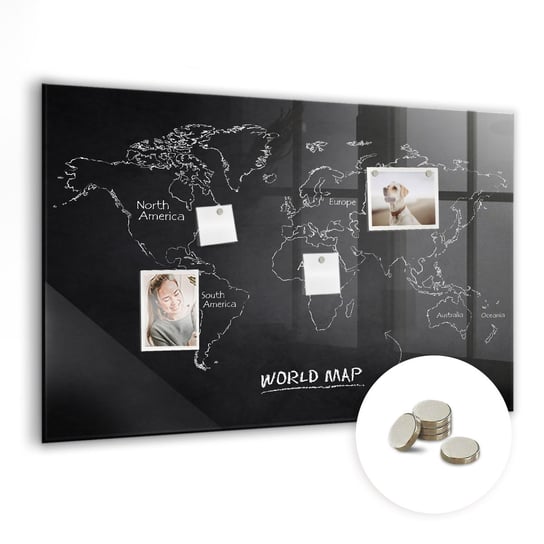 Szklana Tablica Magnetyczna - Mapa świata kraje - 90x60 cm Coloray