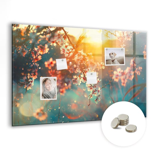 Szklana Tablica Magnetyczna - Wiosenne kwiaty - 90x60 cm Coloray