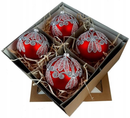 Szklane bombki choinkowe 4 szt. 10 cm PREMIUM ABC
