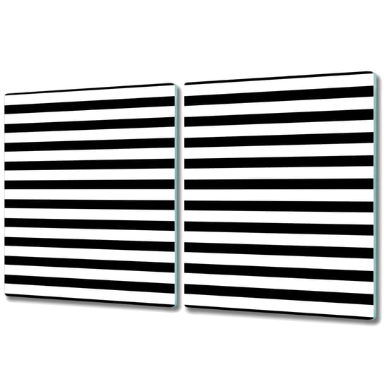 Szklane Deski Kuchenne - Dekoracyjny Element - 2x 40x52 cm - Czarno białe poziome linie Coloray