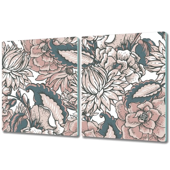 Szklane Deski Kuchenne - Dekoracyjny Element - 2x 40x52 cm - Różowe kwiaty Coloray