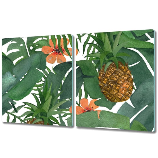 Szklane Deski Kuchenne - Dekoracyjny Element - 2x 40x52 cm - Tropikalny ananas Coloray