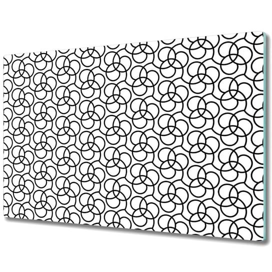 Szklane Deski Kuchenne - Dekoracyjny Element - Wzór kółka czrno białe - 80x52 cm Coloray