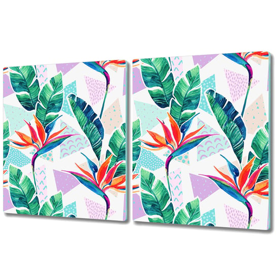 Szklane Deski Kuchenne z Unikalnymi Wzorami - 2x 40x52 cm - Tropikalna flora Coloray