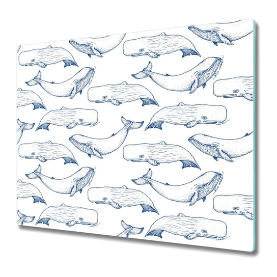 Szklane Deski Kuchenne z Unikalnymi Wzorami 60x52 cm - Niebieskie Wieloryby Coloray