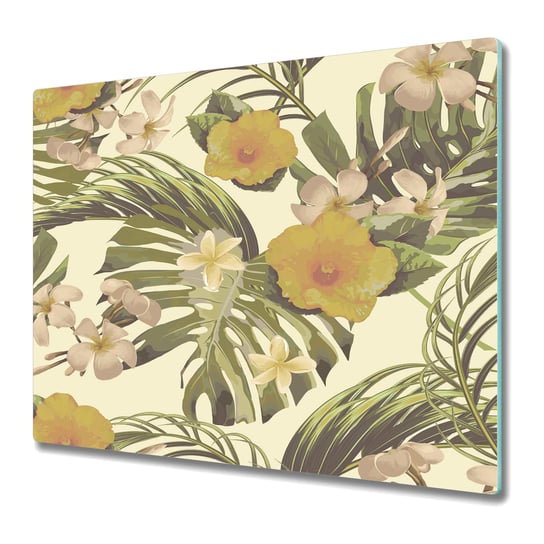 Szklane Deski Kuchenne z Unikalnymi Wzorami 60x52 cm - Tropikalne liście i kwiaty Coloray