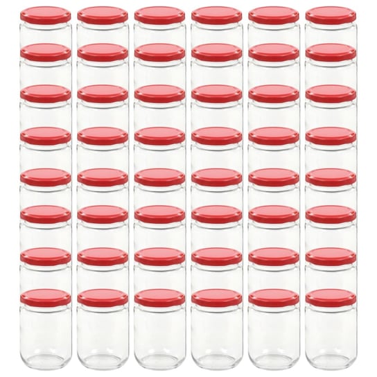 Szklane słoiki na dżem 230 ml z czerwoną pokrywką Zakito