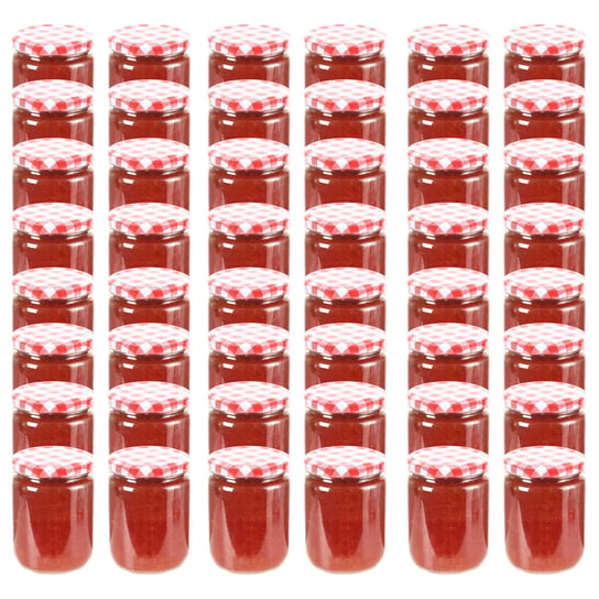 Szklane słoiki na dżem, biało-czerwone pokrywki, 48 szt, 230 ml vidaXL